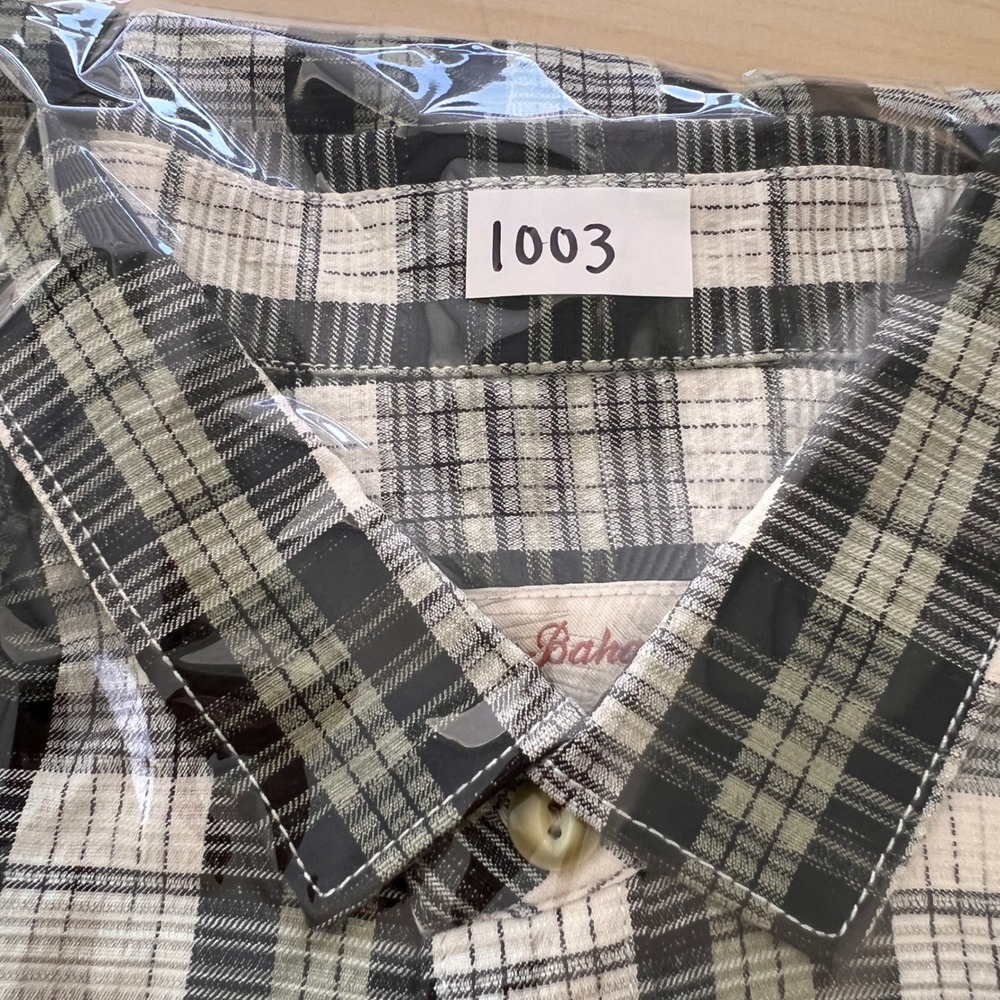 Tommy Bahama Button Up Shirt Mens Medium Green Plaid 100% Silk Original Fit - Picture 9 of 9